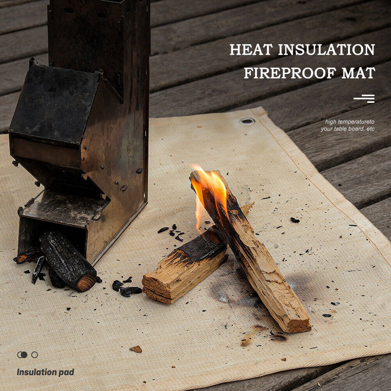 Fire Pit Mat Fiberglass Camping Stove Grill Mat for Patio Lawn (45x45cm) Newly