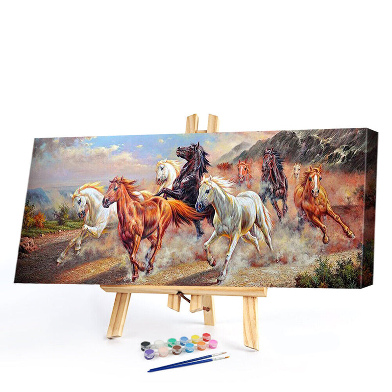 Frameless Oil Paint By Numbers DIY Horse Picture Craft Kits for Living Room