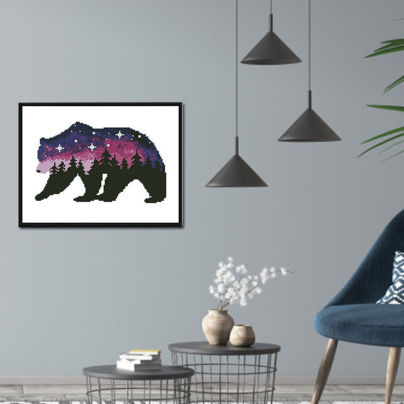 11CT Printed Partial Cross Stitch Handcraft Star Bear Artwork Wall Decor