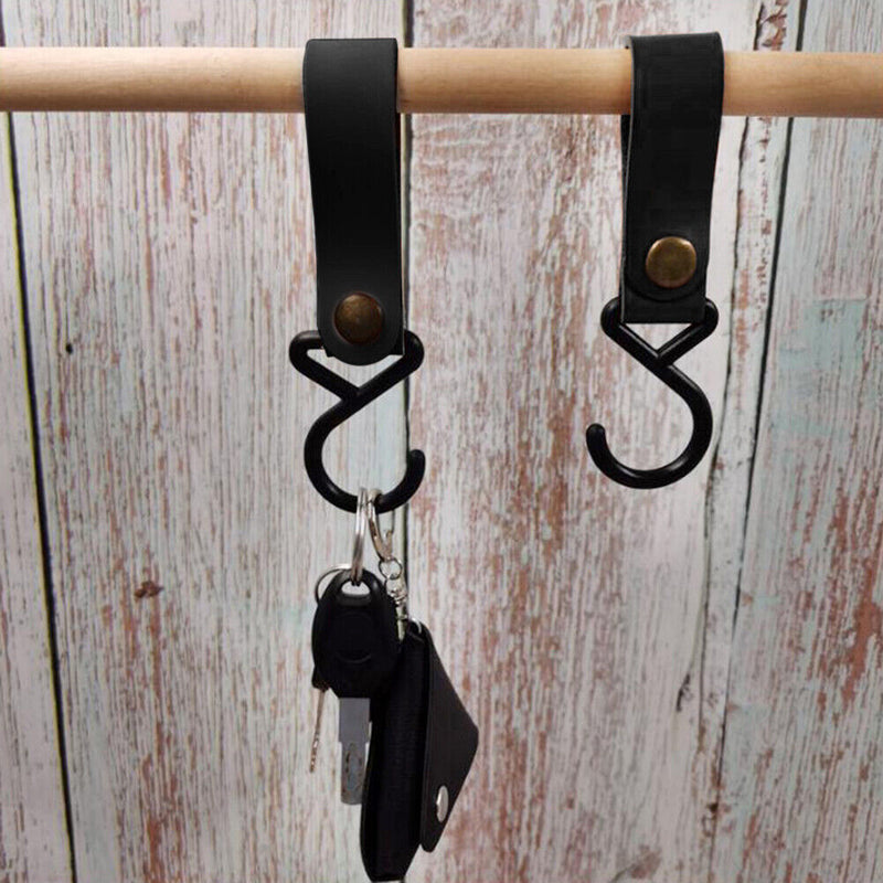 4pcs Leather Hook Camping Tripod Clothes Storage Hanger Holder Hiking Supplies