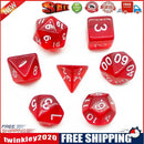 7pcs DND Polyhedral Dice 7 Sided Clear Desktop Fun Board Game Dice (Red)