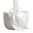 Ivory Bow Wedding Ceremony Party Love Case Satin Flower Girl Basket Superb