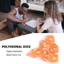 7pcs/Set Multi-sided Dices Digital Polyhedron Acrylic Board Game (Orange) Newly
