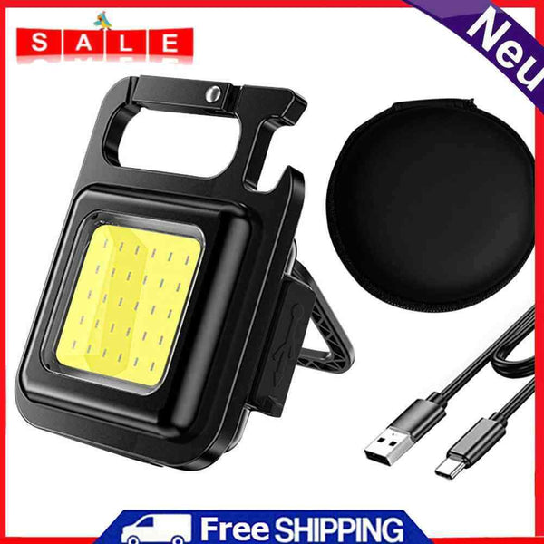 6W COB LED Flashlight Keychain Camping 400LM Waterproof Clip Lamp (1 Set)