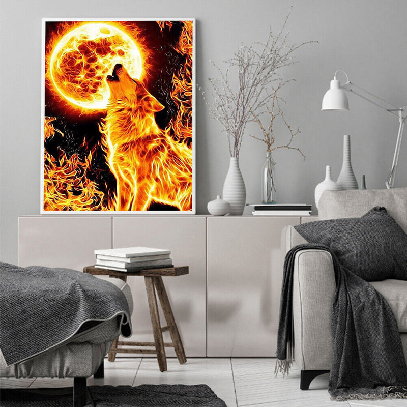Wolf Frameless Picture Oil Paint By Numbers Hand Painted Picture for Bedroom