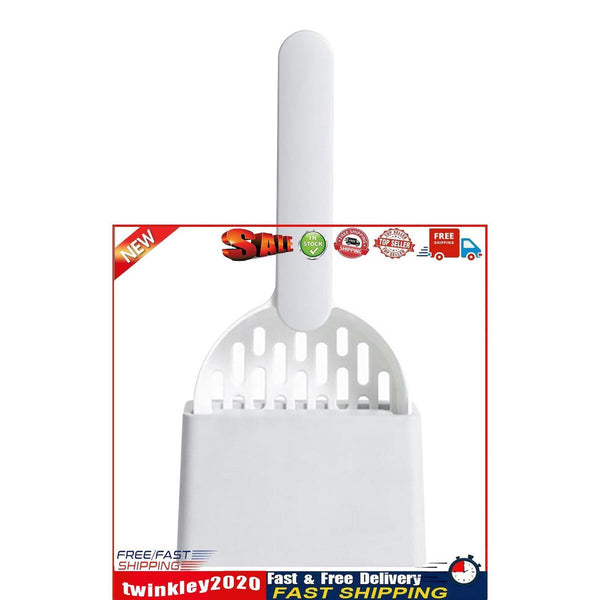 Cat Litter Scoop Kitty Litter Sifter Scoop with Caddy Holder (White+Grey) Newly