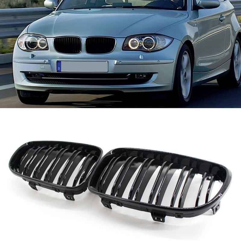 Black Double Slat Kidney Gloss Grill for  E82 Coupe E88 Cabriolet 1 Series