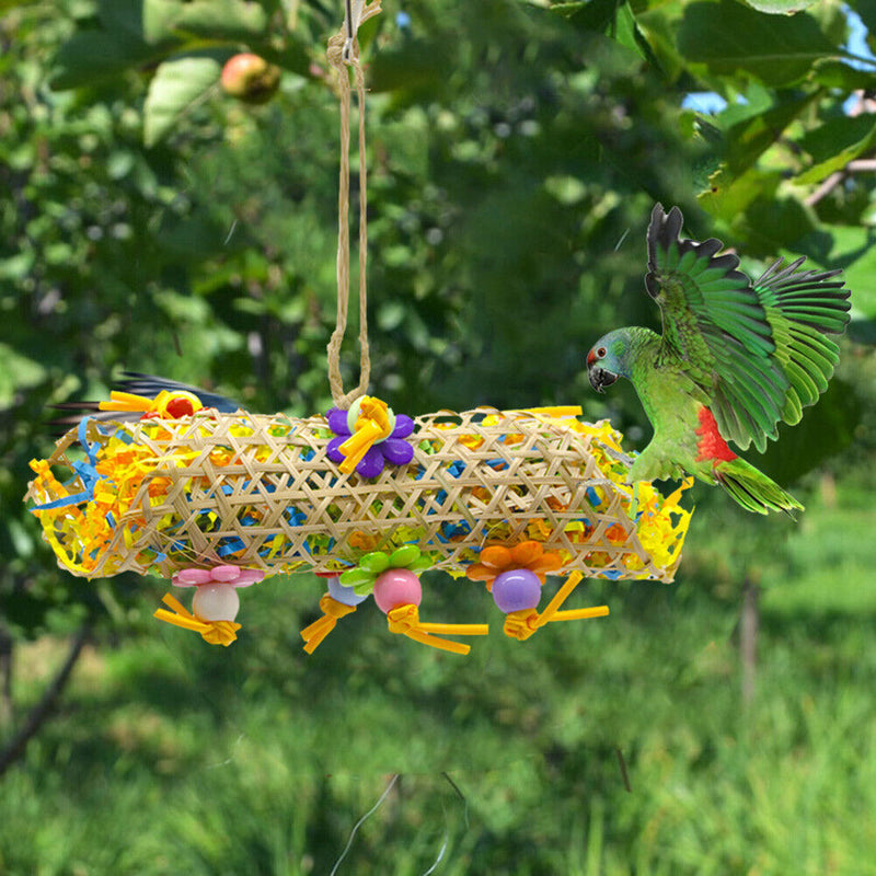 Parrots Shredder Toys Chewing Hanging Rattan Paper Strings Drawing with Bal