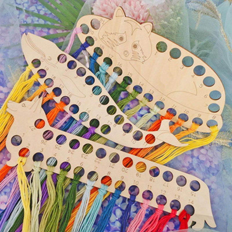 3pcs Wooden Carved Cross Stitch Thread Board (Racoon)