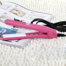 Mini Hair Straightener Flat Iron Curler  Ceramic Tourmaline Plates(Pink)