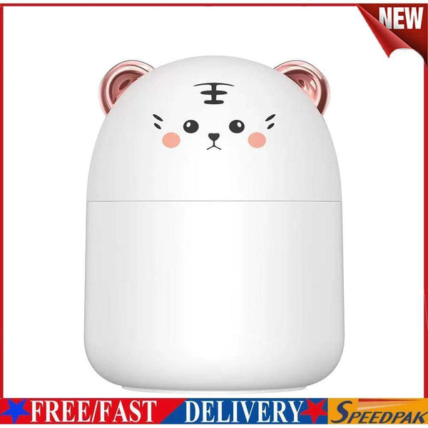 Air Humidifier Cute Tiger Aroma Diffuser with Night Light Cool Mist (White) #F