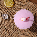 Cherry Silicone Cup Cover Cartoon  Heat-resistant Leakproof Reuse Lid (D)