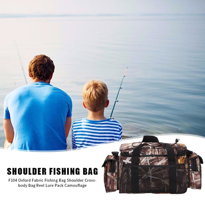 F104 Oxford Fabric Fishing Bag for Fishing Rolls Bait Shoulder Shoulder Shoulder Bag