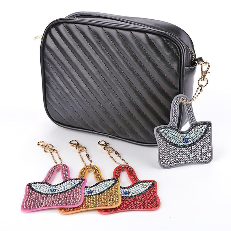4pcs DIY Full Drill Special Shaped Diamond Painting Handbag Shape Key Rings
