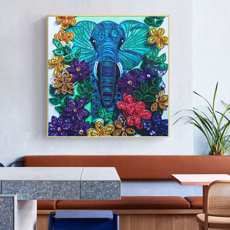 Partial Drill 5D DIY Special Shaped Diamond Painting Flowers Elephant Kit