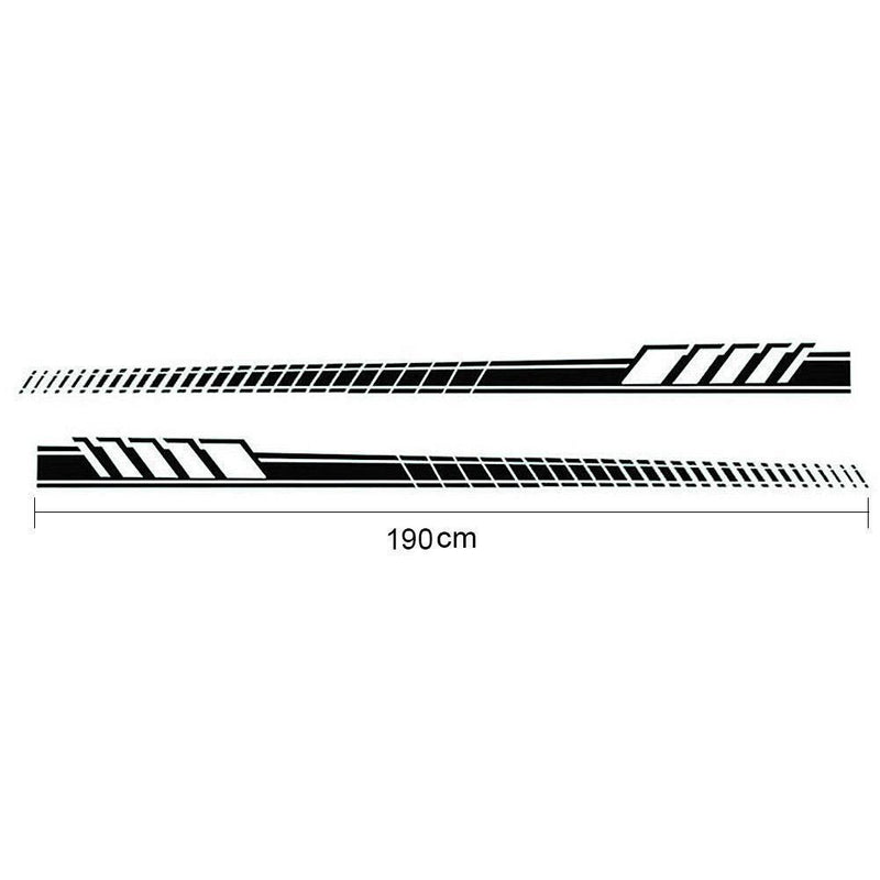 2pcs Car Body Stickers Long Stripe Side Skirt Decoration Decals (Black) Newly