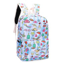 7pcs/Set Women/Men Food Print Canvas Backpacks Stationery Shoulder Bags (H)
