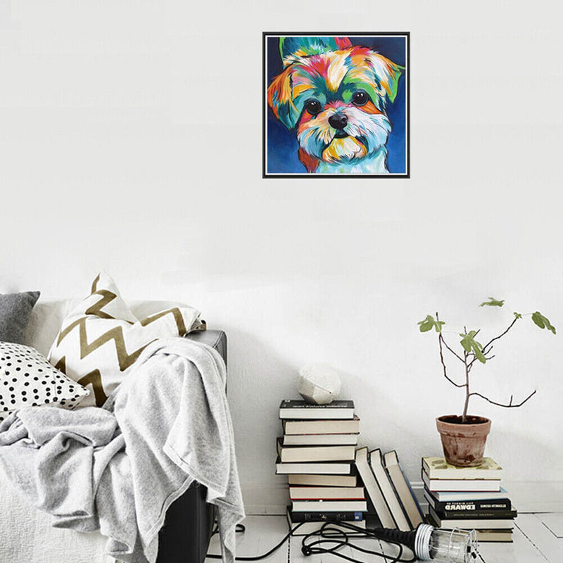 5D DIY Diamond Painting Lovely Colorful Dog Cross Stitch Embroidery Mosaic