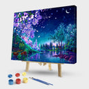 Painting By Numbers Kit DIY Night Scene Hand Painted Canvas Oil Art Picture