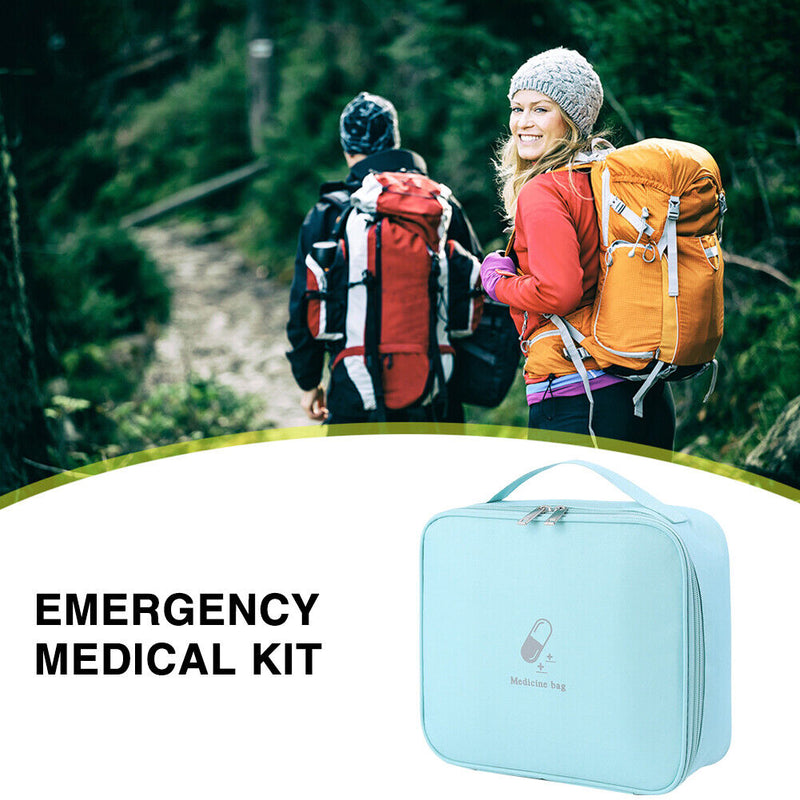 Portable Travel First Aid Kit Medical Bag Emergency Storage Box (Blue L) Newly