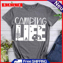 Fashion Campig Life Short Sleeve T-Shirt (Dark Grey L) -02185