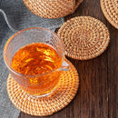 #A 6pcs Round Rattan Insulated Coasters Set Kitchen Table Bowl Drink Cup Mats