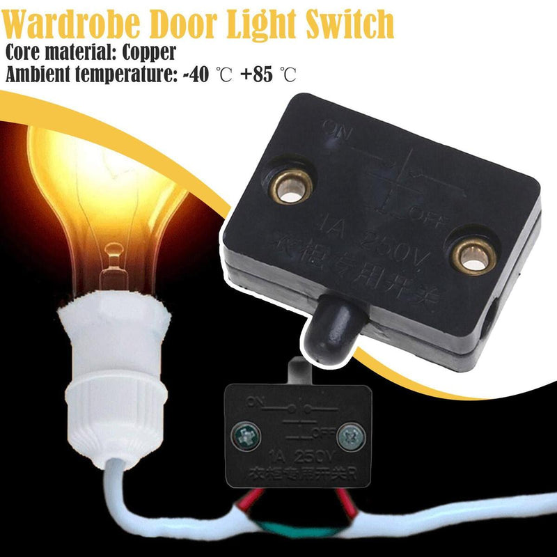 1PCS Wardrobe Door Light Switch Automatic Reset Switch Cabinet Cupboard`