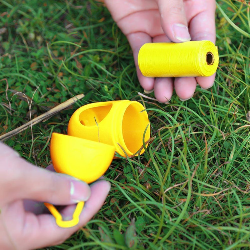 Penguin Pill Shape Pet Dog Poop Bag Dispenser Waste Garbage Bag Set (Yellow