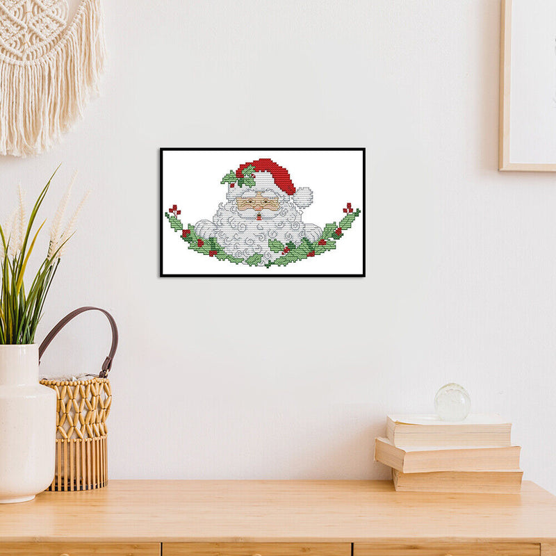 Santa Bust Partial Cross Stitch 14CT Counted Embroidery DIY Needlework Kits
