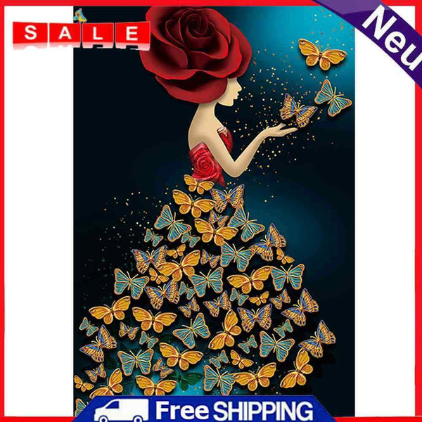 Diamond Painting Butterfly Girl Irregular Mosaic Wall Picture DIY Kit 30x40cm