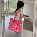 Women Leopard Pattern Printing Shoulder Bag Fashion Canvas Tote Shopping Bags