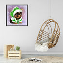 5D Diamond Painting Dog in Green Hat Full Round Drill DIY Wall Art Crafts M