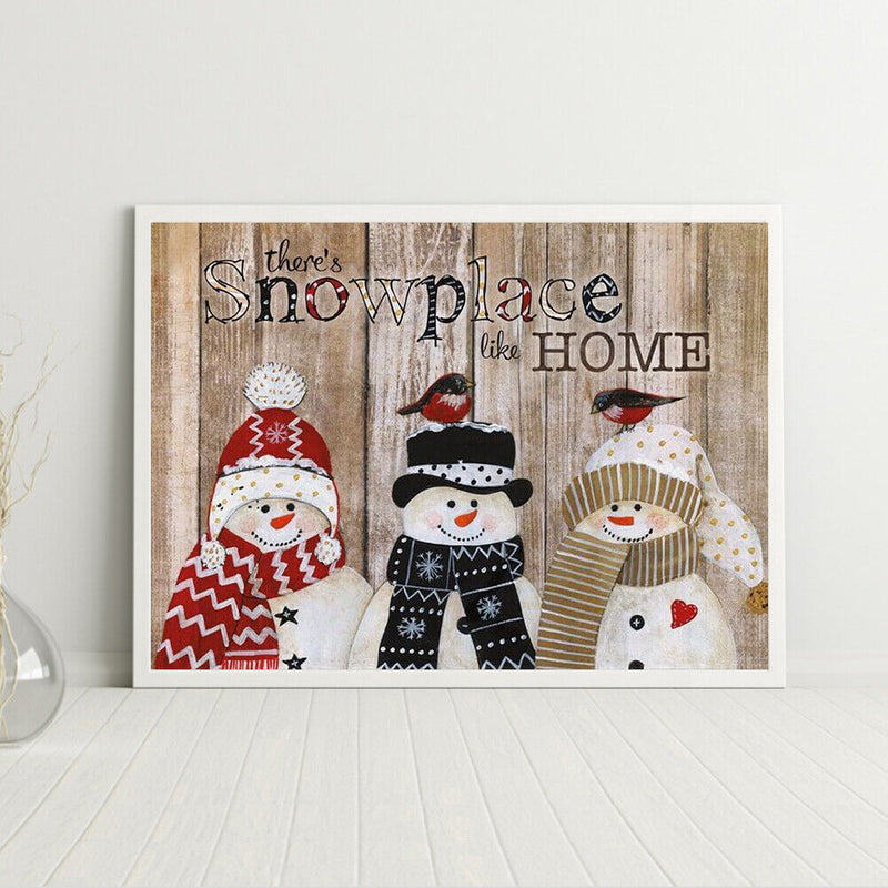 Three Snowman Oil Paint by Numbers Hand Painted Frameless Picture Home Ornament