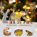 Wooden Ornament 2pcs Carved Hollow Multi-Layer Elephant Decor (A w/ Light) Newly