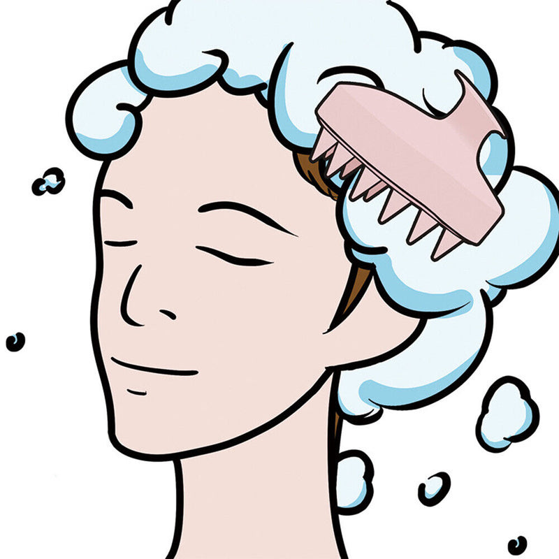 Silicone Comb Hair Washing Shampoo Shower Head Body Massage Brush (Pink)