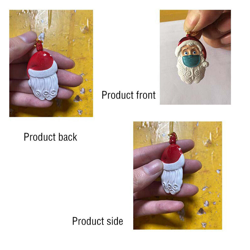 Christmas Hanging Tree Ornament Face Shield Santa Claus Pendents (White) Newly