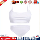 Women Sexy Bikini Set Push Up Pad Solid Swimsuit Summer Bra Suit (White)(S