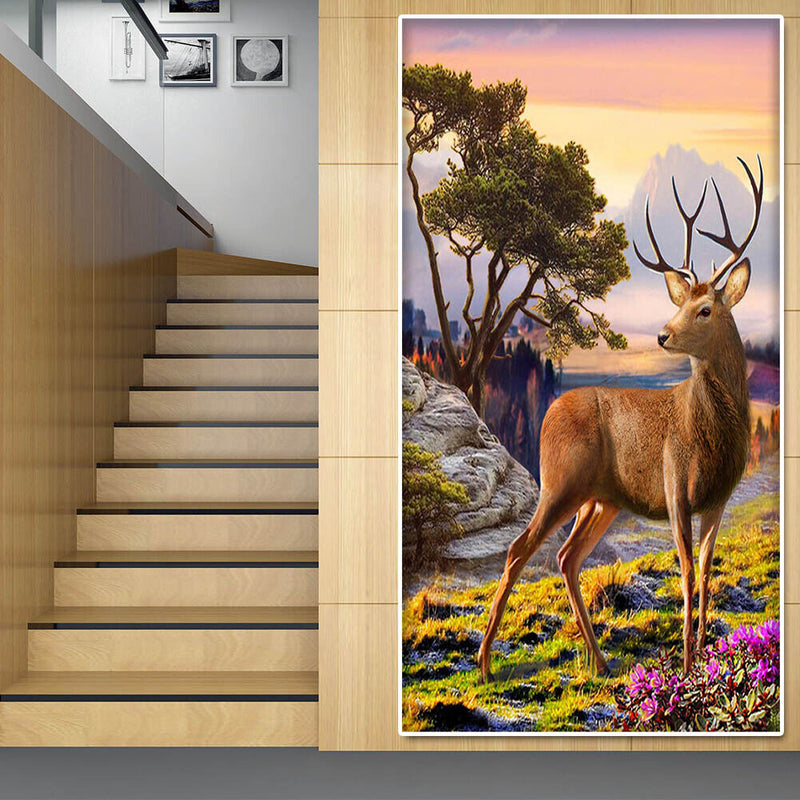 DIY Mosaic Picture Round Diamond Painting Deer Cross Stitch Rhinestone Bead Art