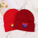 Love Heart Christmas Gift Embroidery Knit Cap Beanies Hats Rainbow Knitted Hats