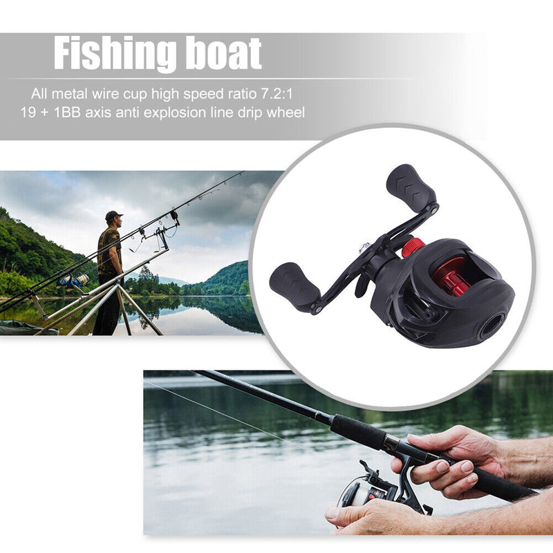Baitcasting Fishing Reel 19+1BB 7.2/1 8kg Max Drag Low Profile Reel Fish Pesc