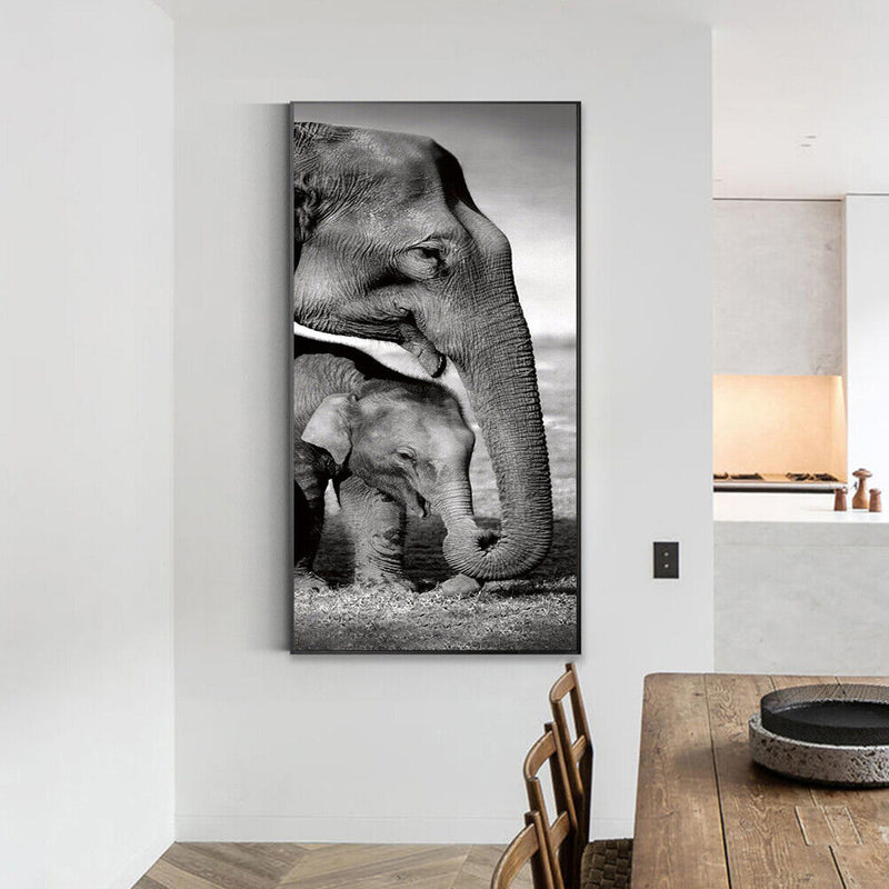 Elephant Mom and Kid Oil Paint By Numbers DIY Home Decoration Gift Wall Art Kit