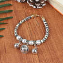 Pet Dog Cat Bell Cats Collar Necklace Print Knit Neck Rope (Black White M