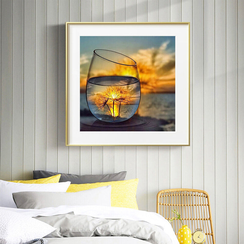 DIY Paint By Number Kit Frameless Scenery in Cup Handpainted Canvas Wall Decor