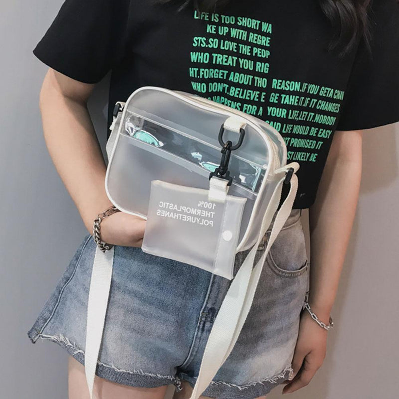 Women PVC Jelly Transparent Mini Shoulder Bag Girl Zipper Messenger Handbag