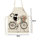 Bike Cat Kitchen Linen Apron Sleeveless Waterproof Home Bibs Cooking Accessories