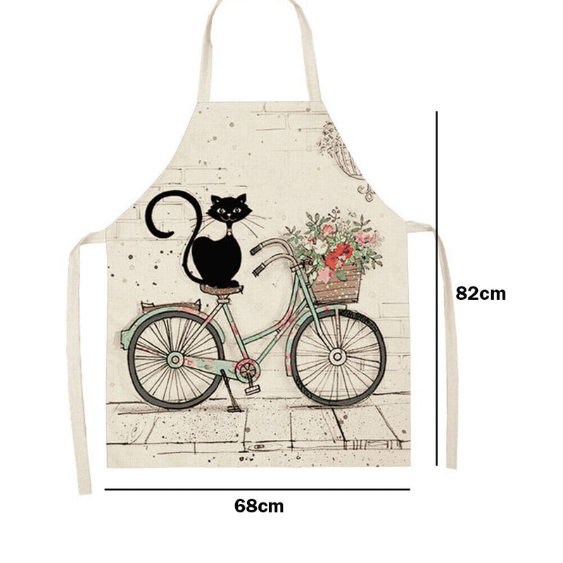 Bike Cat Kitchen Linen Apron Sleeveless Waterproof Home Bibs Cooking Accessories