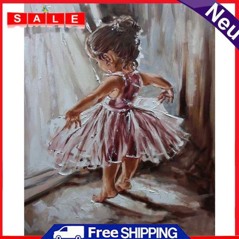 Hand Painted Oil Paint By Numbers DIY Dancing Girl Drawing Wall Decoration Gift