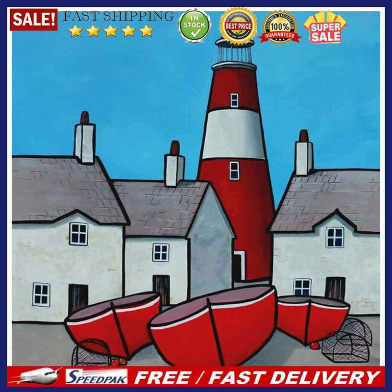 20X20cm Lighthouse Frameless Picture Oil Paint By Numbers Painted Picture Kit