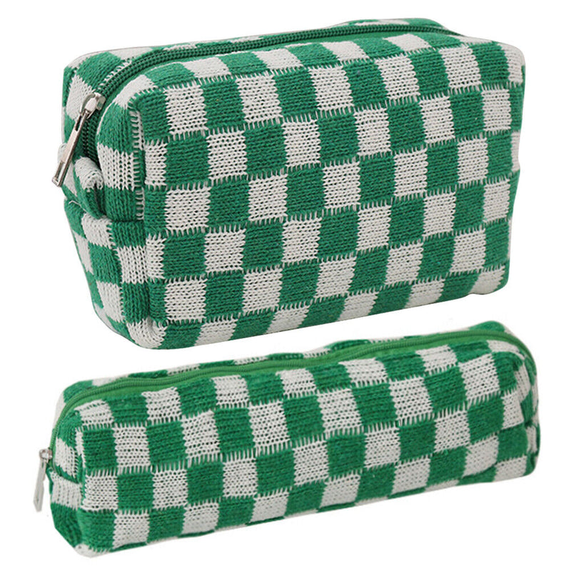 2pcs Makeup Case Knitting Makeup Bags Zipper Portable Travel for Weekend Holiday