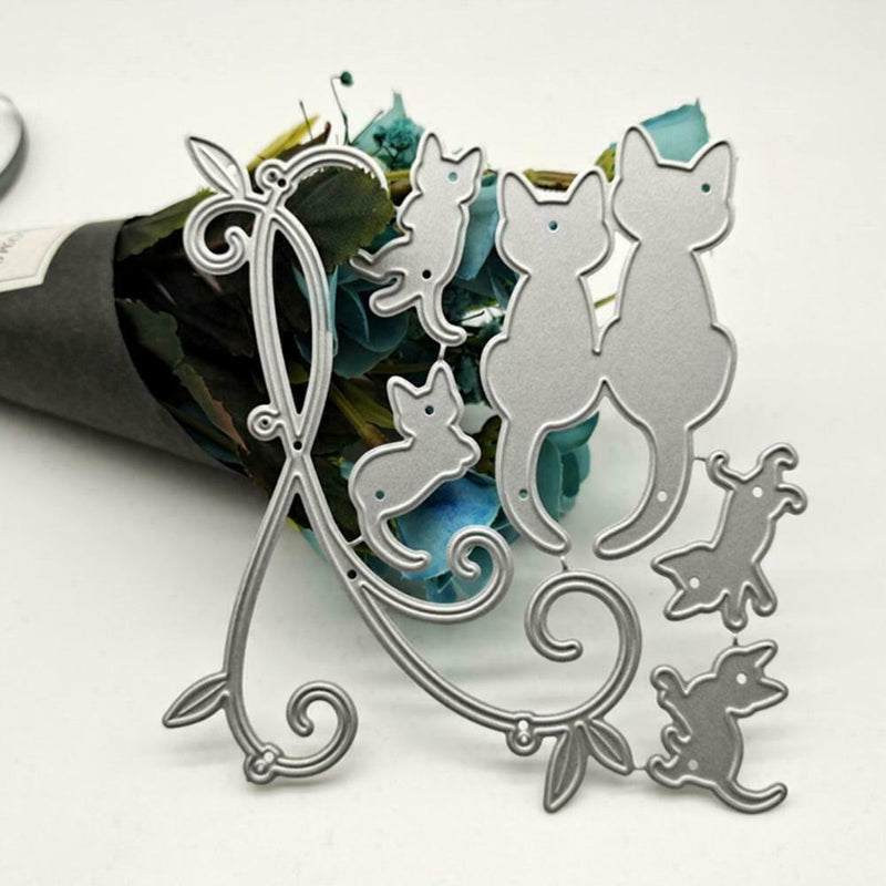 1x Love Cats Metal Cutting Dies Scrapbooking Cuts Cards Making Stencil C0W9